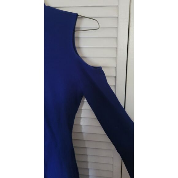 Forever 21 Blue Long Sleeve Cold Shoulder Turtleneck Top Large - Picture 4 of 5